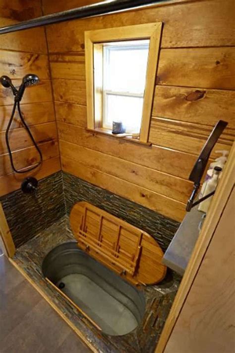 tiny house metal shower|lightweight bathtub for tiny house.